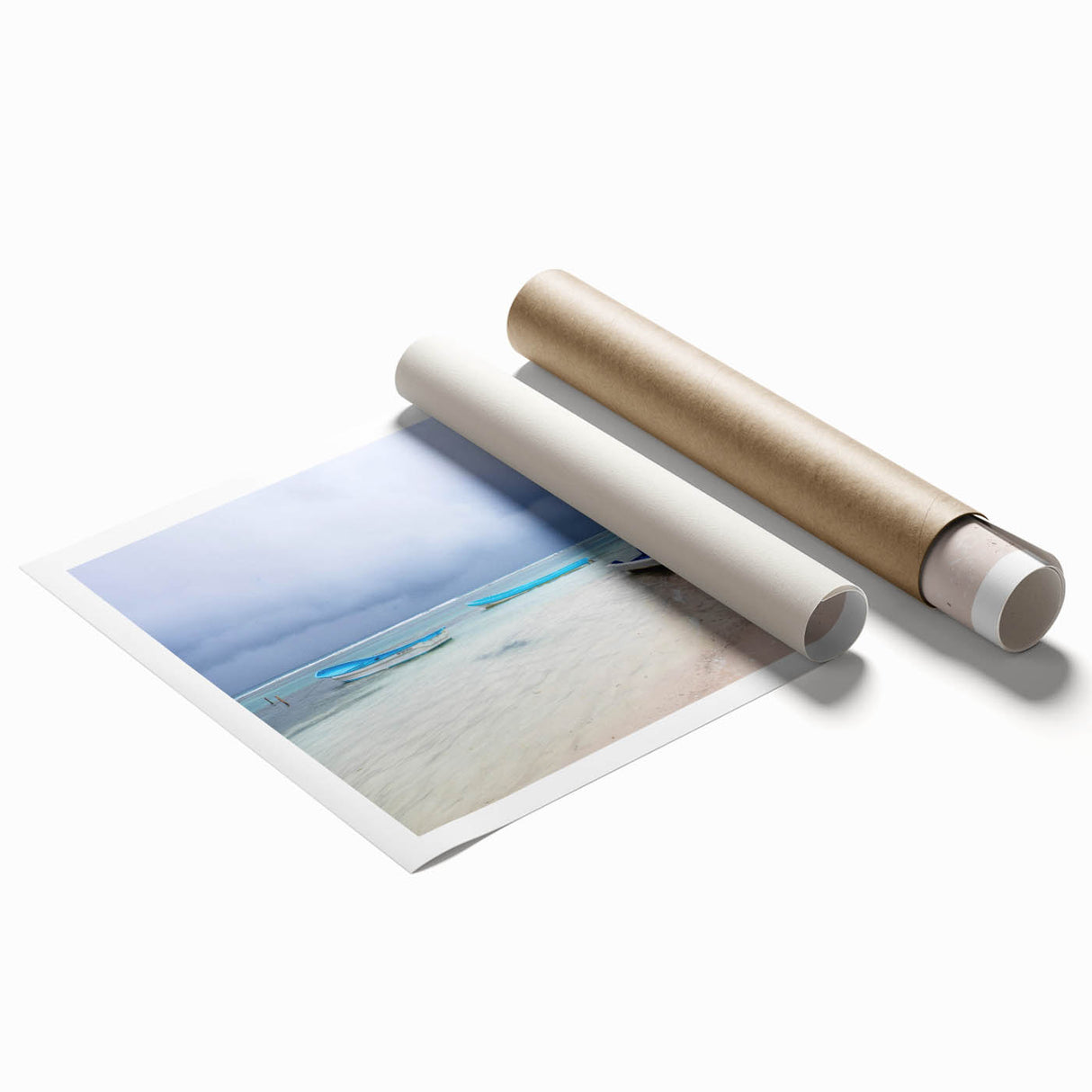 Extra large rolled print featuring a floral scene in Yucatán, Mexico with vibrant greens and blues.