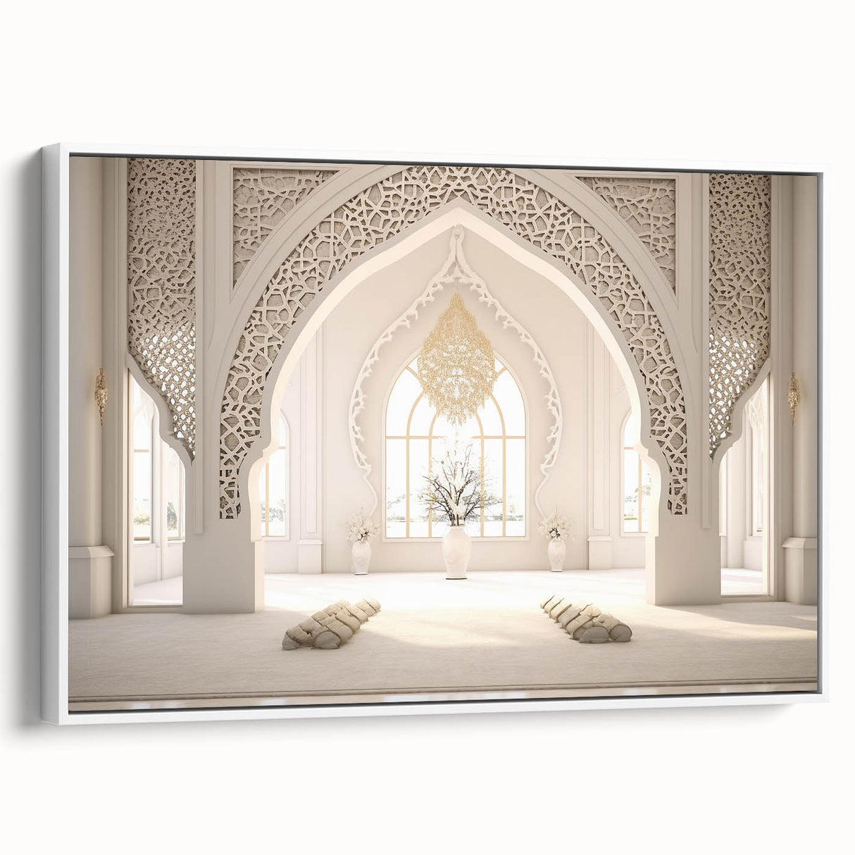 Vintage poster art of a Middle Eastern landscape on an extra large framed canvas, featuring vibrant, colorful imagery.