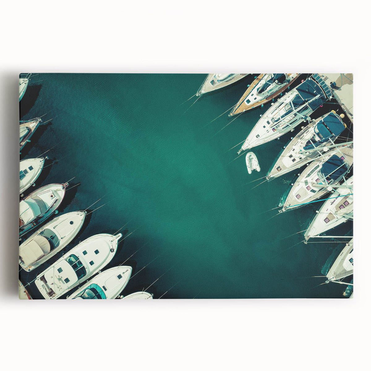 Black and white stretched canvas of Dubai skyline, ideal for kitchen wall art.
