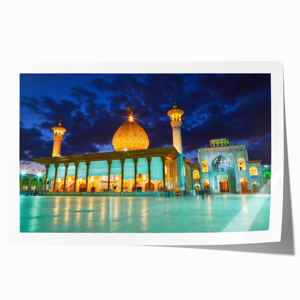 Extra large rolled canvas print depicting a serene Middle Eastern landscape in muted earth tones.