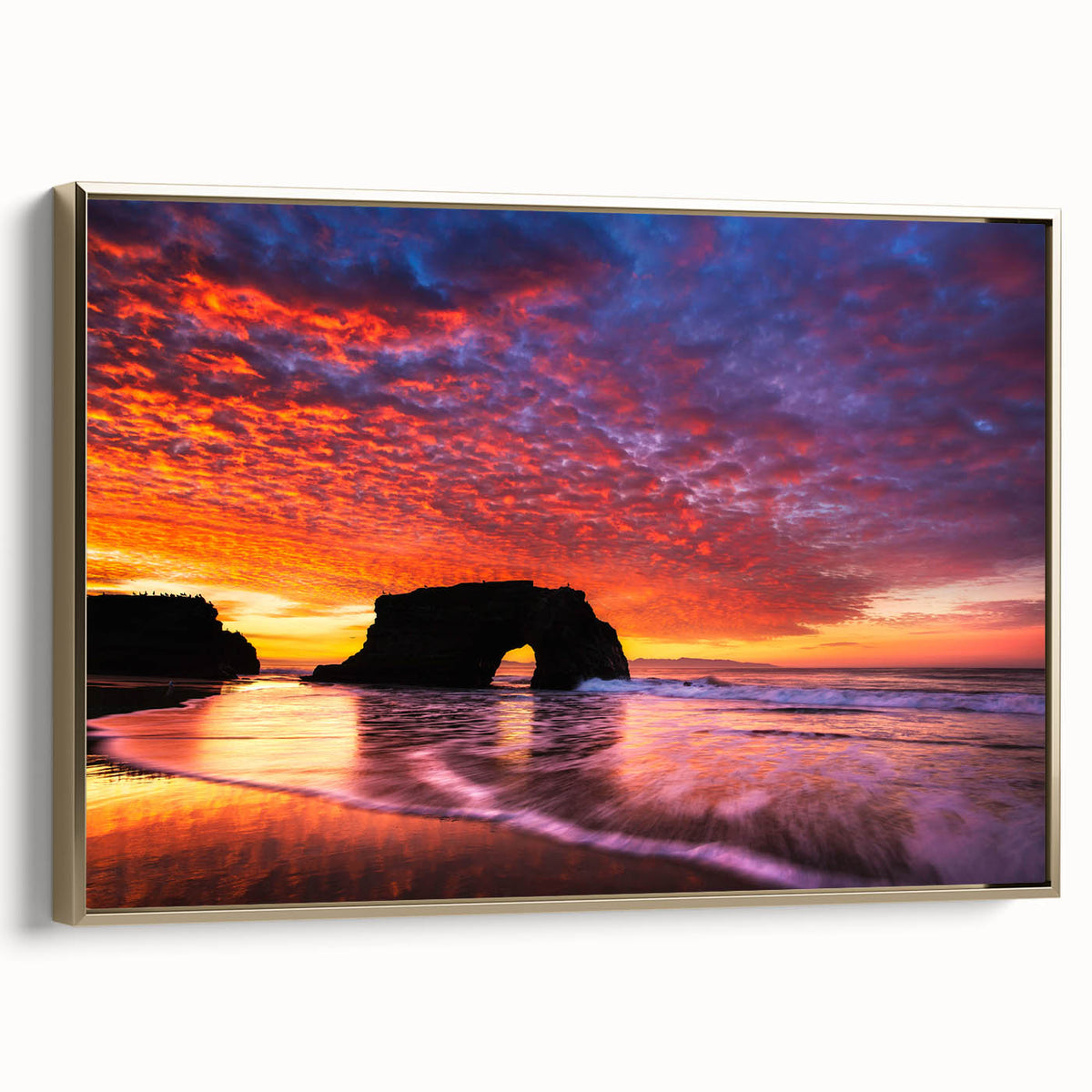 Framed canvas of Santa Cruz landscape in muted earth tones, ideal for bedroom wall art.