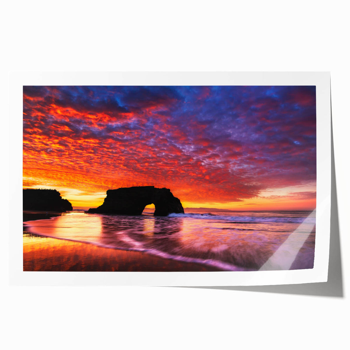Extra large rolled print depicting Santa Cruz landscape with vibrant green and blue tones, suitable as art wall dining room.