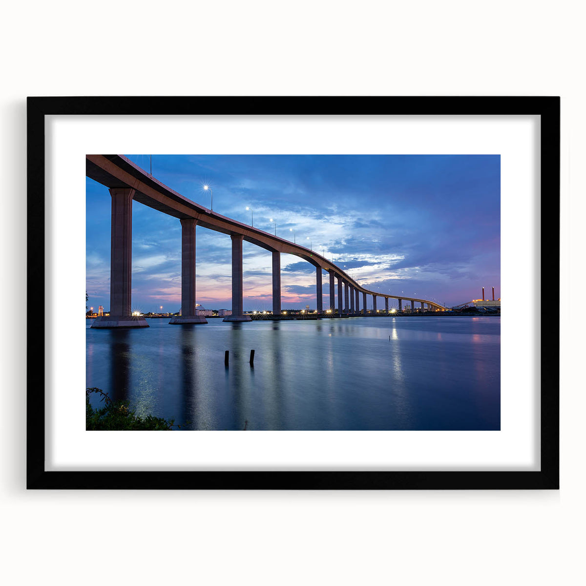 Abstract art print of Chesapeake Bay in vibrant colors on a large textured canvas, ideal for living room decor.