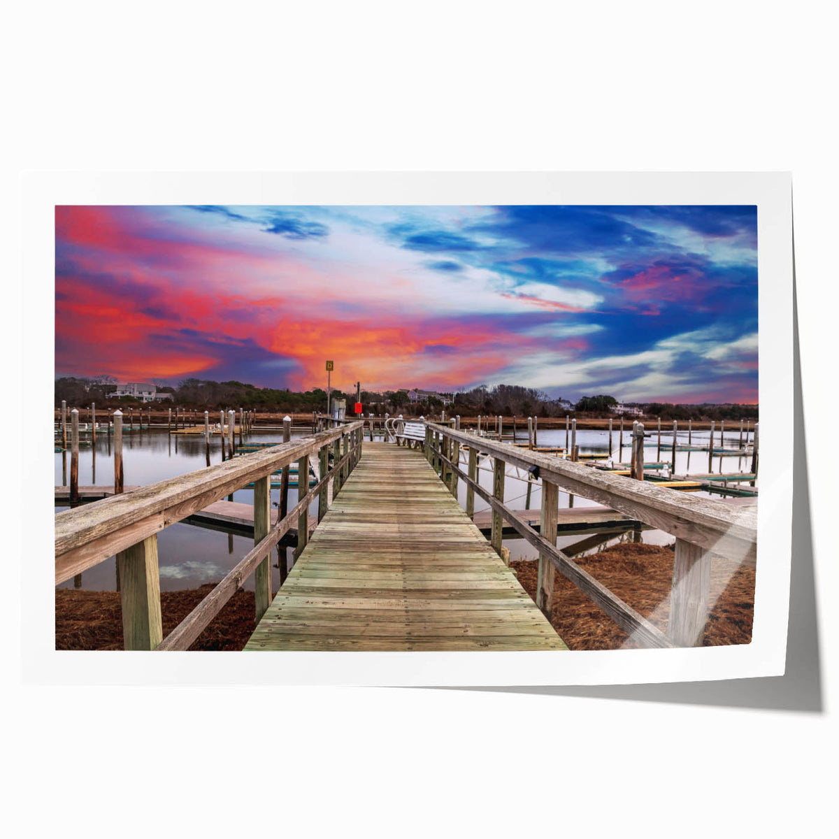 Rolled print of Cape Cod scenery with soft blue and green tones, ideal for art wall dining room placement.