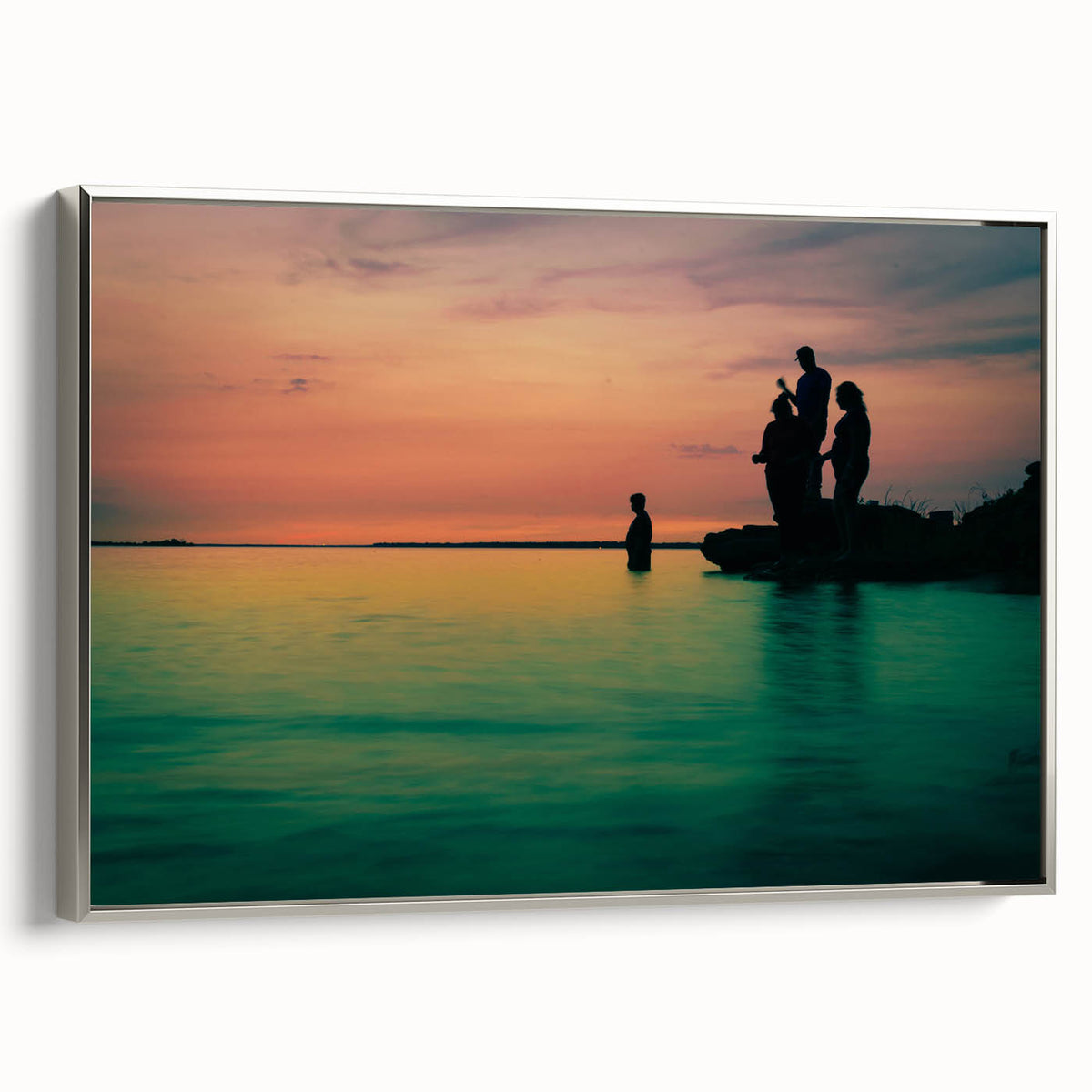 Framed canvas of a vintage Dallas landscape painting in muted black with colorful accents, ideal for office decor.