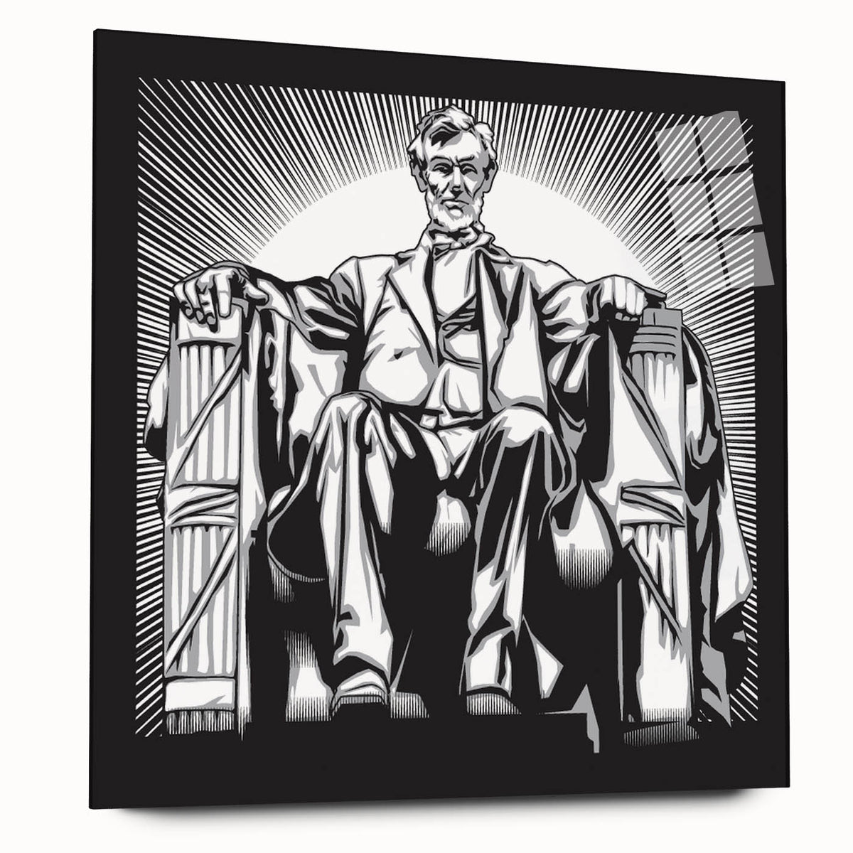 Acrylic print of the Washington DC Lincoln Memorial in muted gray tones, suitable for bedroom or dining room decor.