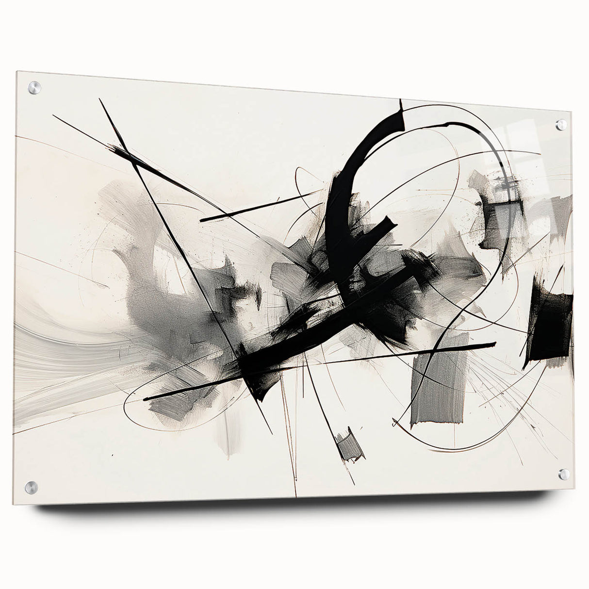 Framed Bedroom Art – Abstract Black & White Expressionist Print