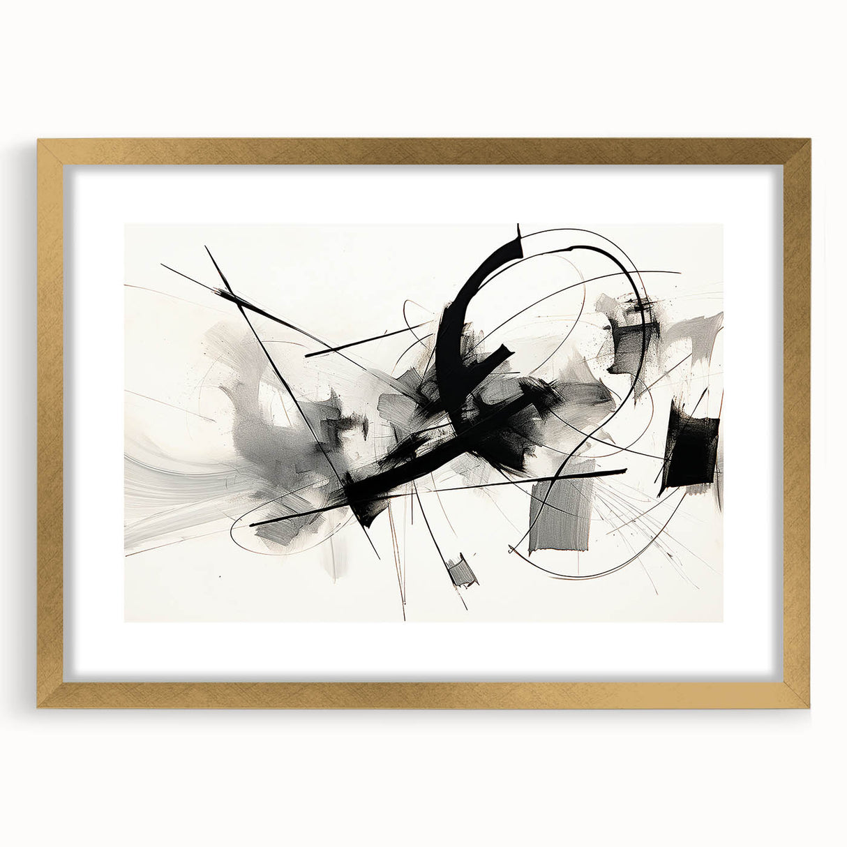 Framed Bedroom Art – Abstract Black & White Expressionist Print
