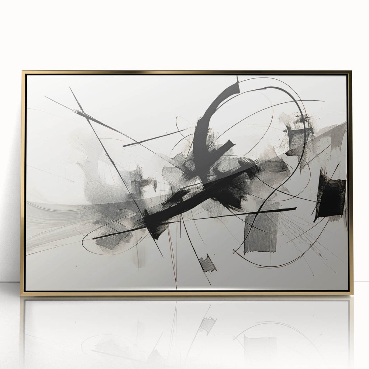Framed Bedroom Art – Abstract Black & White Expressionist Print