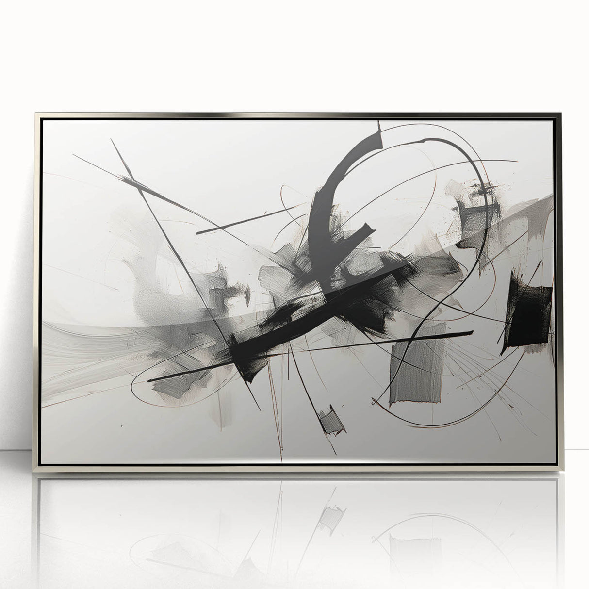 Framed Bedroom Art – Abstract Black & White Expressionist Print