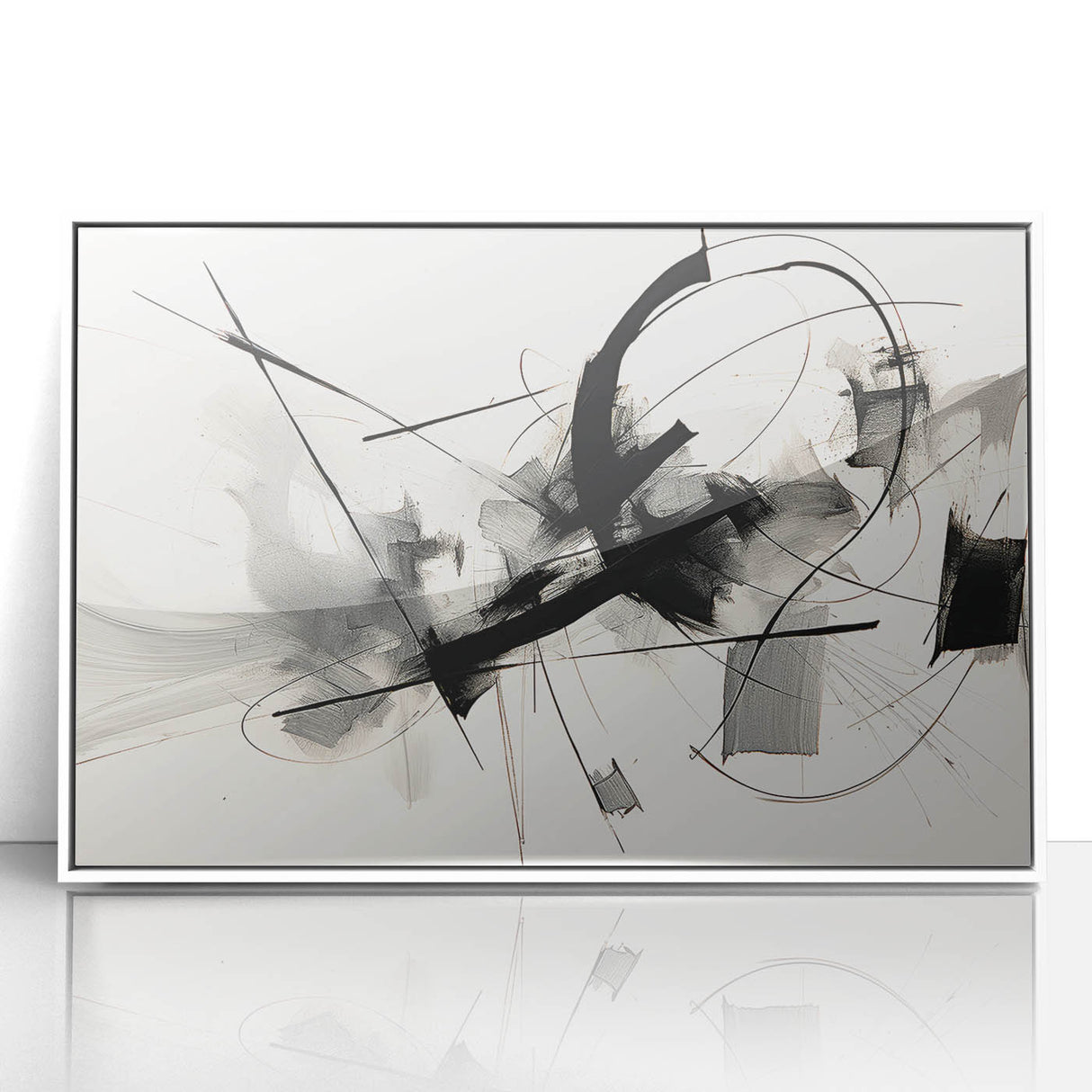 Framed Bedroom Art – Abstract Black & White Expressionist Print