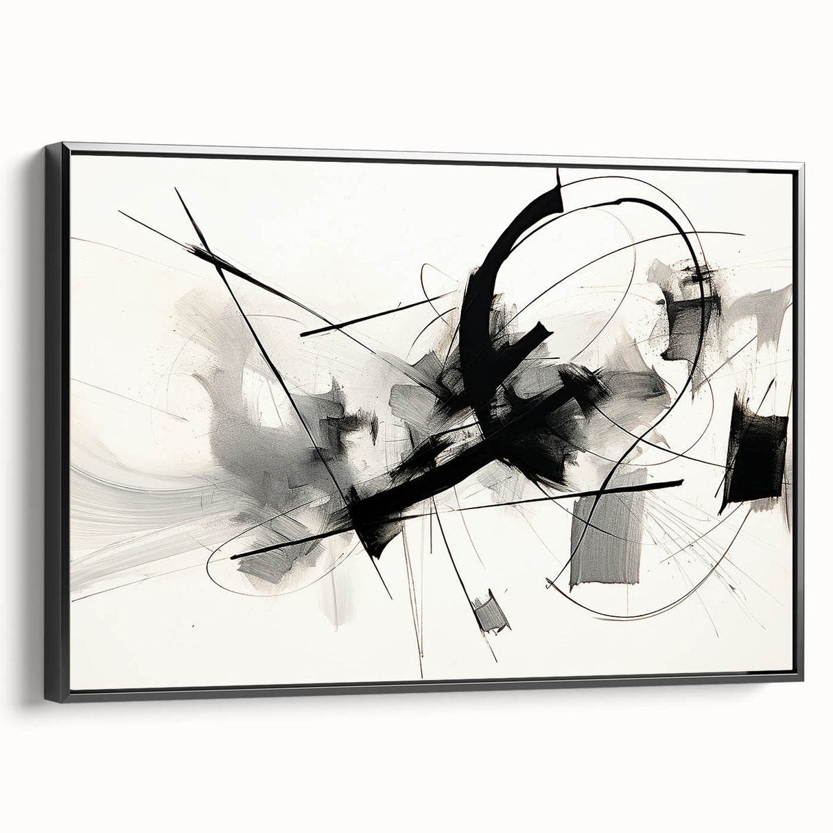 Framed Bedroom Art – Abstract Black & White Expressionist Print