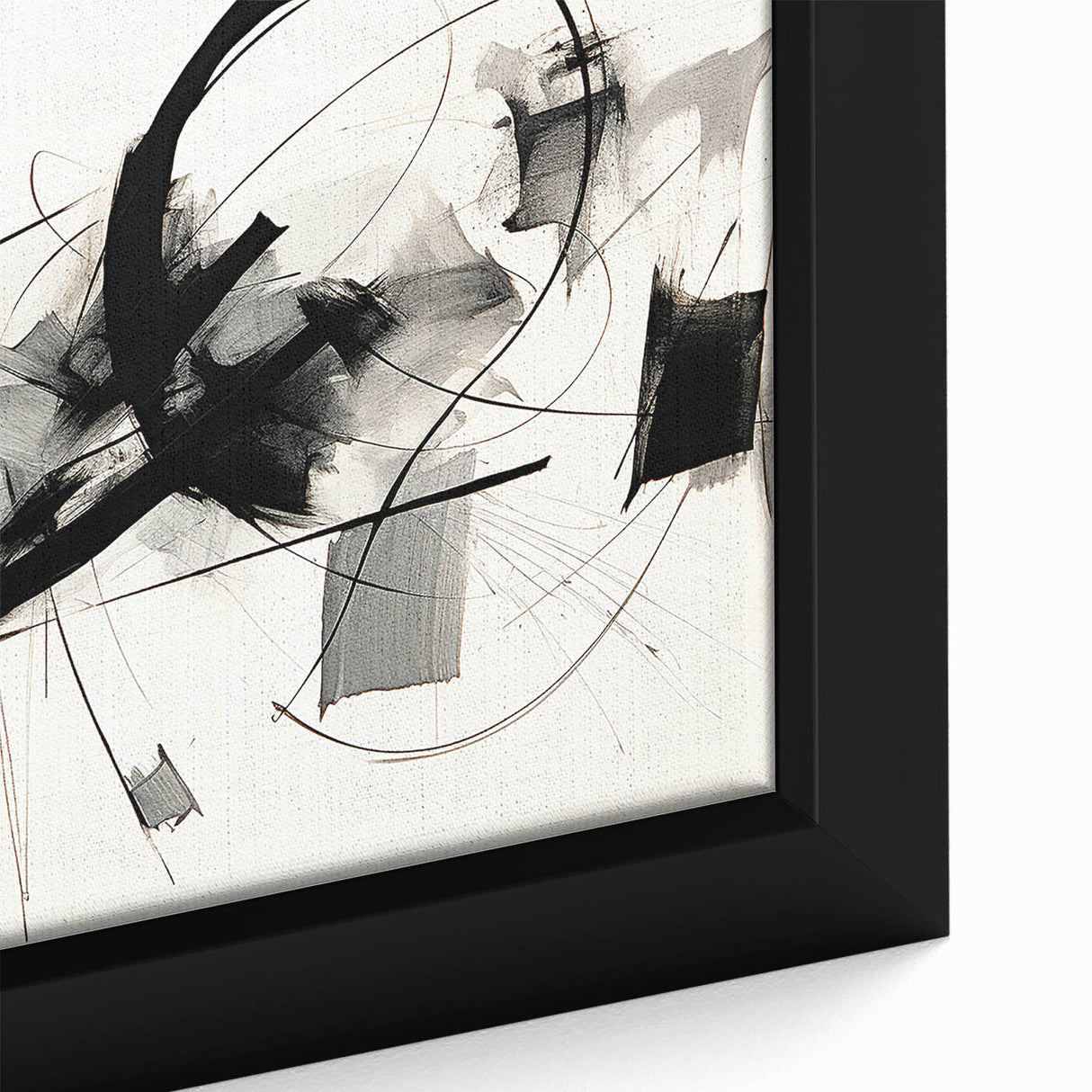 Framed Bedroom Art – Abstract Black & White Expressionist Print