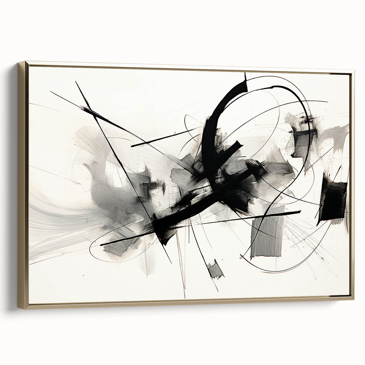 Framed Bedroom Art – Abstract Black & White Expressionist Print