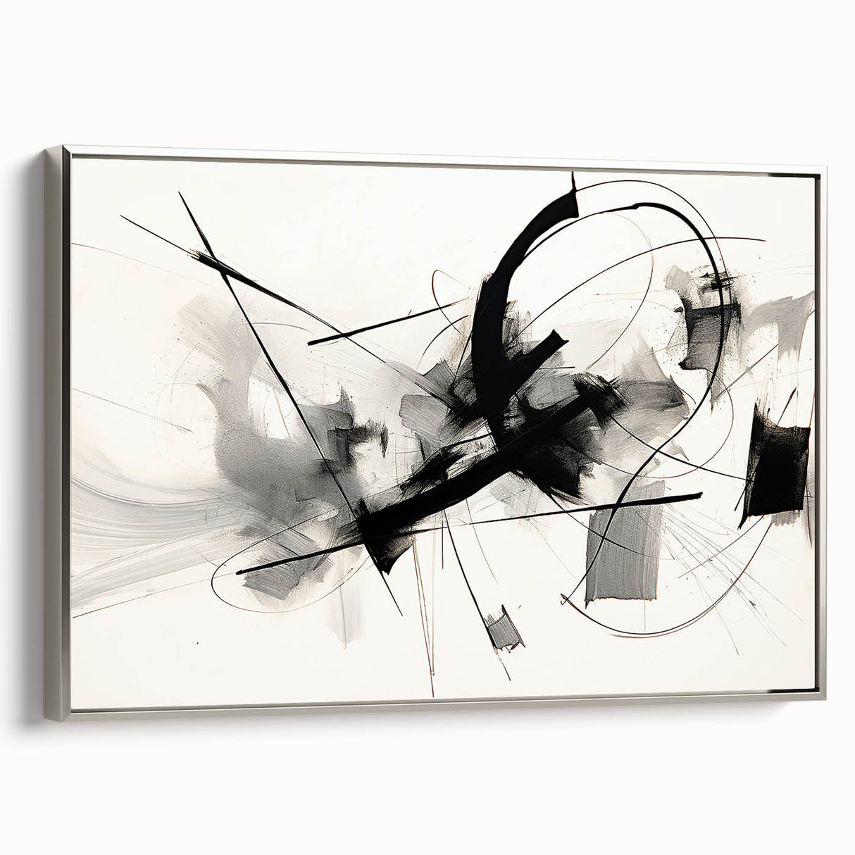 Framed Bedroom Art – Abstract Black & White Expressionist Print