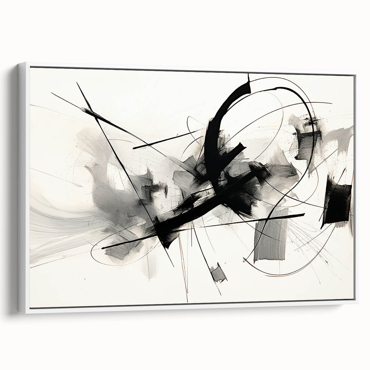 Framed Bedroom Art – Abstract Black & White Expressionist Print