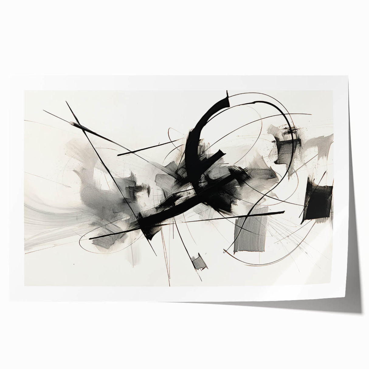 Framed Bedroom Art – Abstract Black & White Expressionist Print