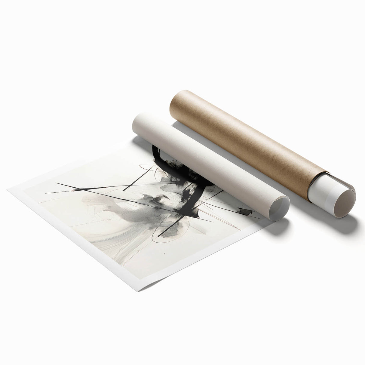 Framed Bedroom Art – Abstract Black & White Expressionist Print