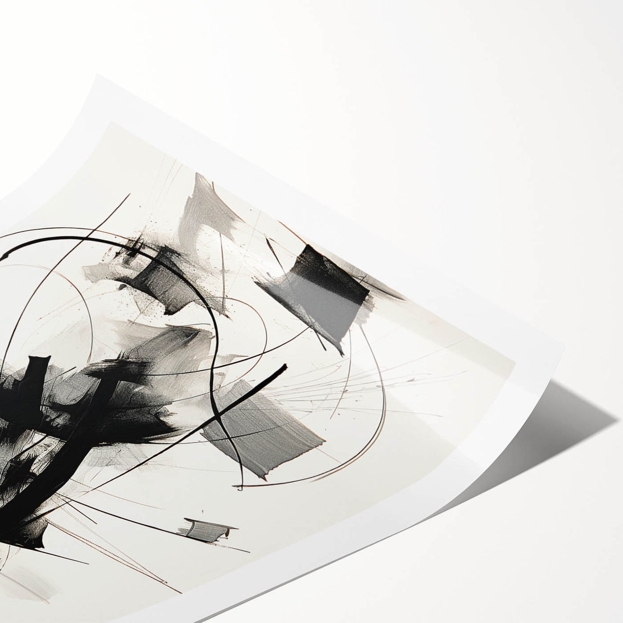 Framed Bedroom Art – Abstract Black & White Expressionist Print