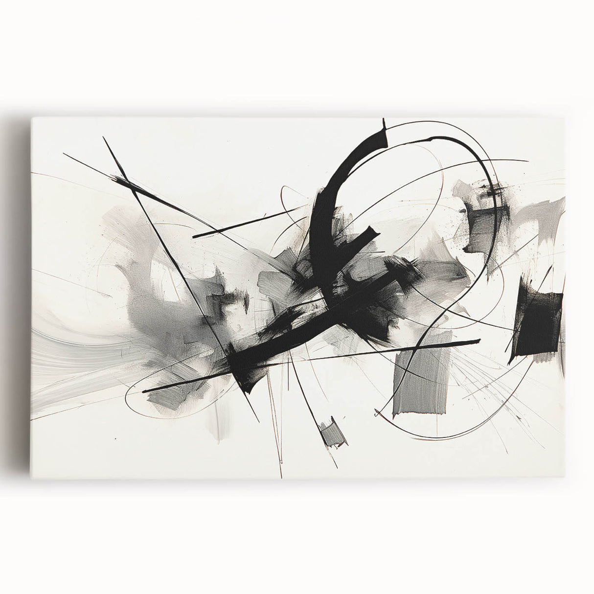 Framed Bedroom Art – Abstract Black & White Expressionist Print