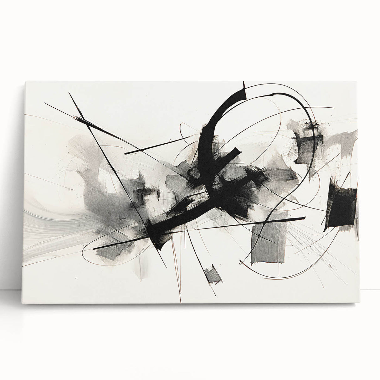 Framed Bedroom Art – Abstract Black & White Expressionist Print