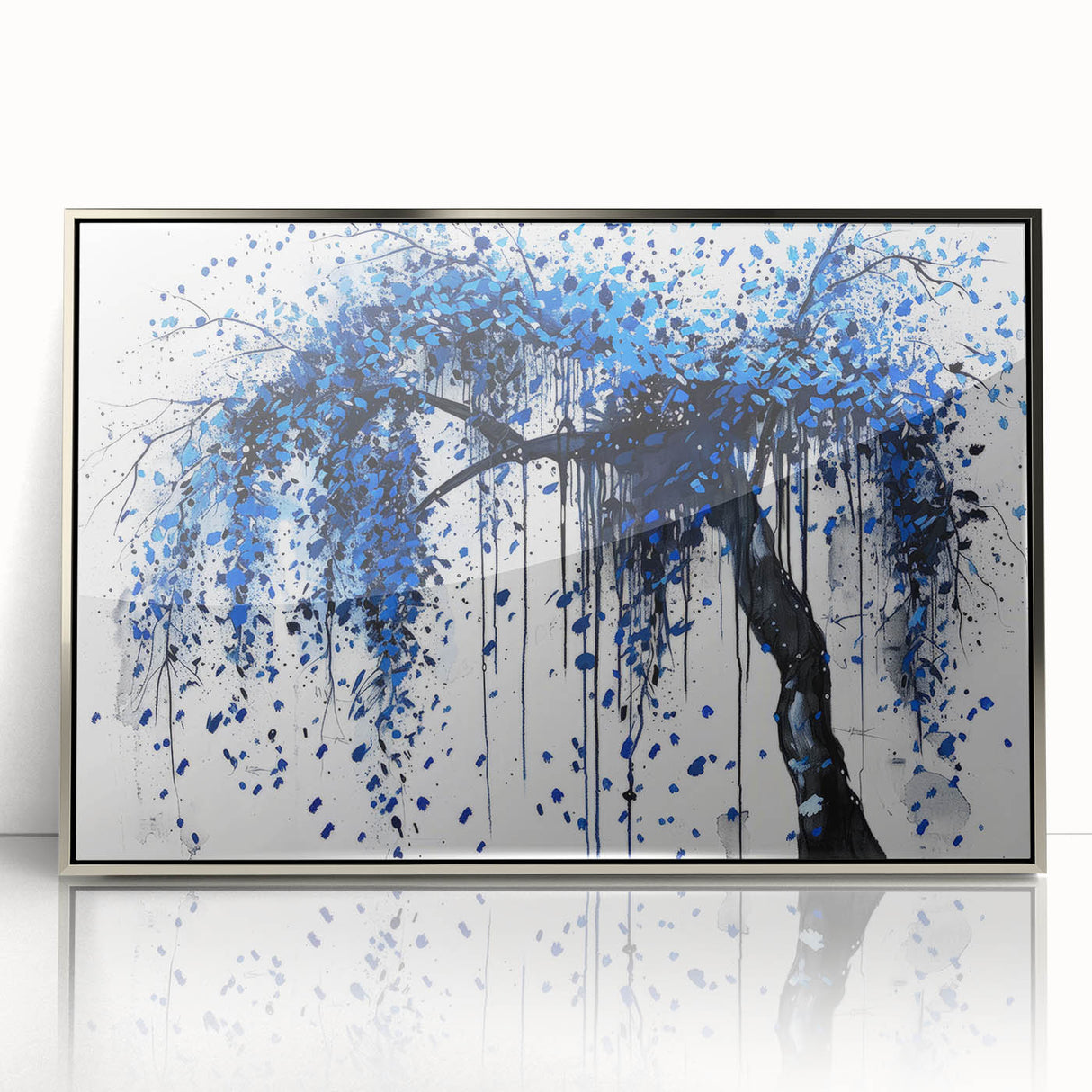 Blue Abstract Office Wall Art – Modern Tree Corporate Decor
