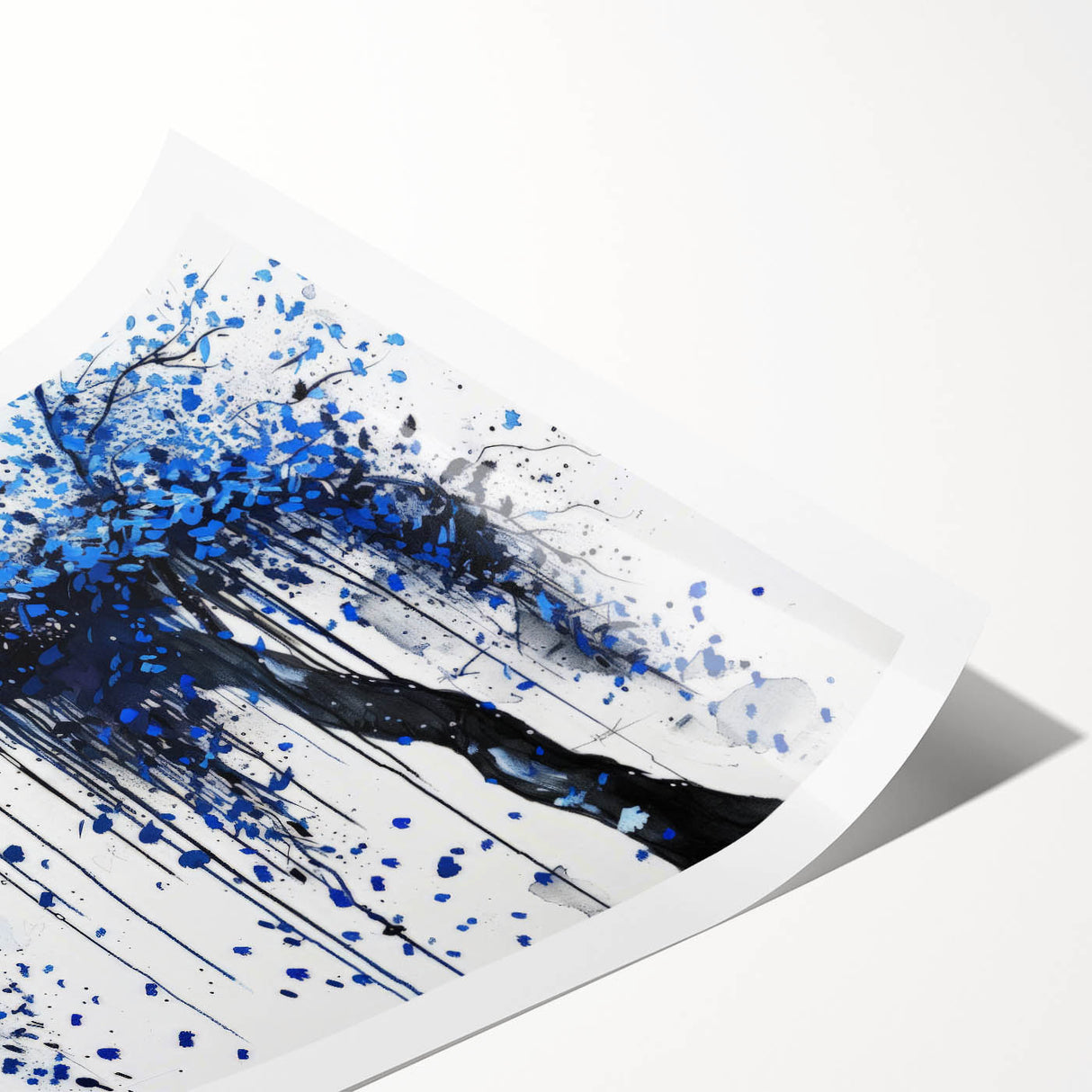 Blue Abstract Office Wall Art – Modern Tree Corporate Decor