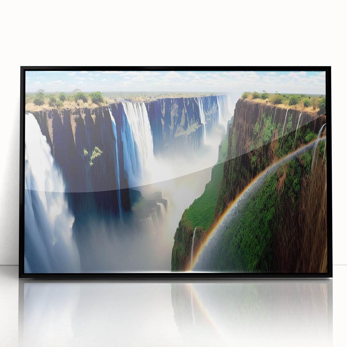 Large abstract wall art of Zambia scenery in muted earth tones on framed acrylic, ideal for modern living room decor.