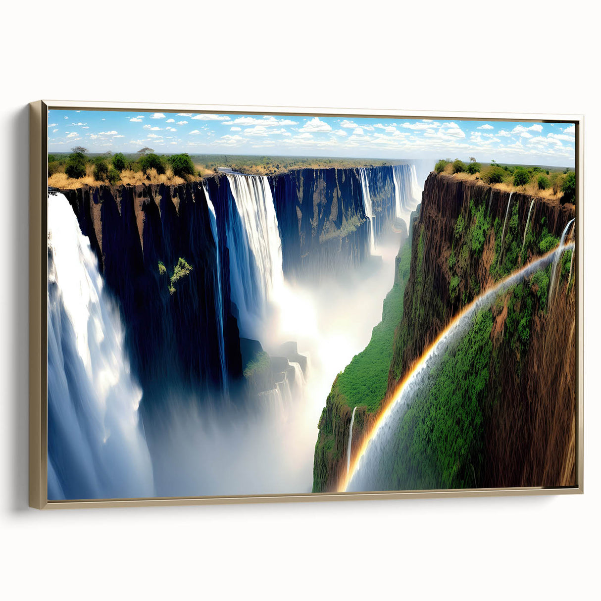 Framed canvas depicting a serene Zambian landscape in muted earth tones, ideal for bedroom wall art.