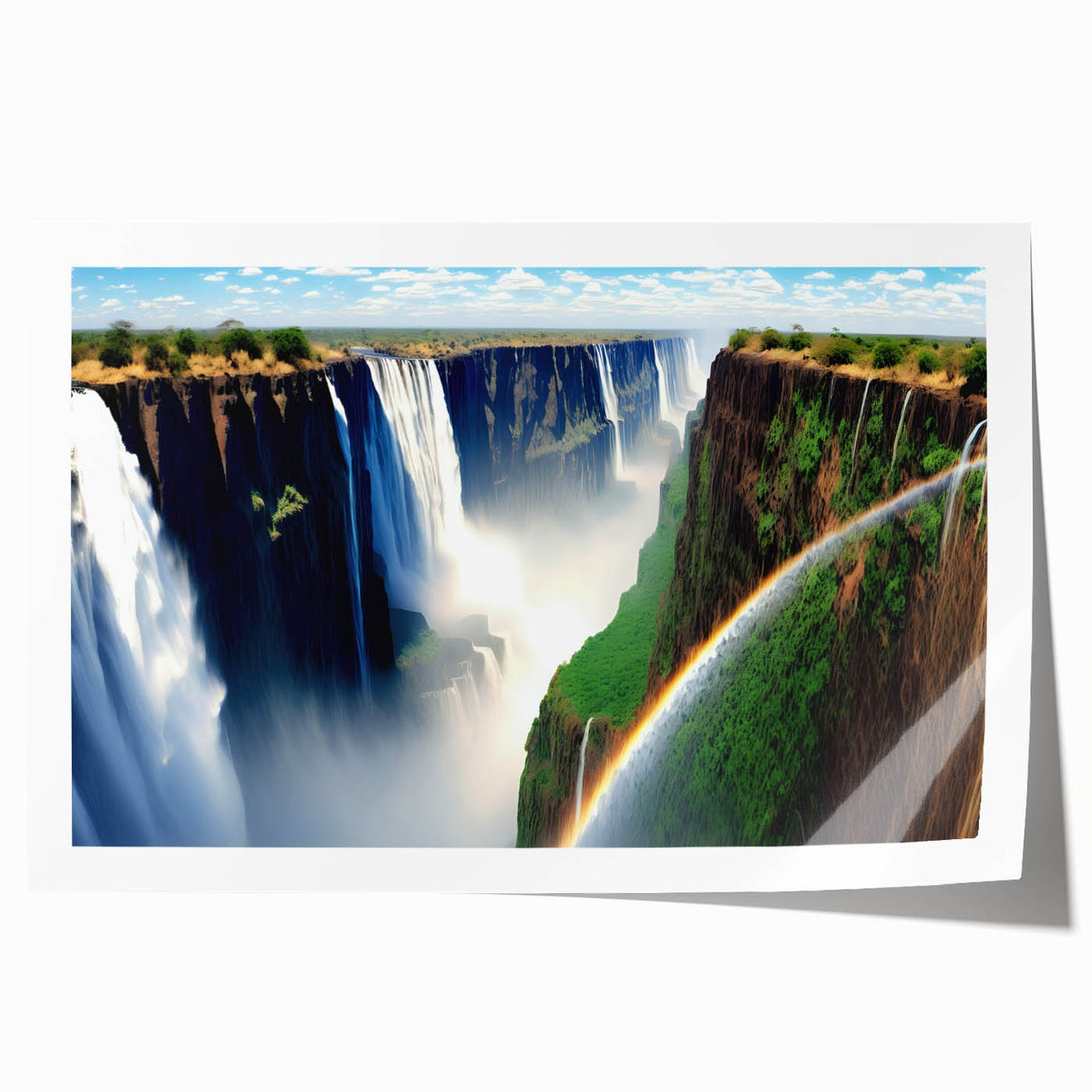 Rolled print of African scenery with vibrant earth tones, ideal for art wall dining room.