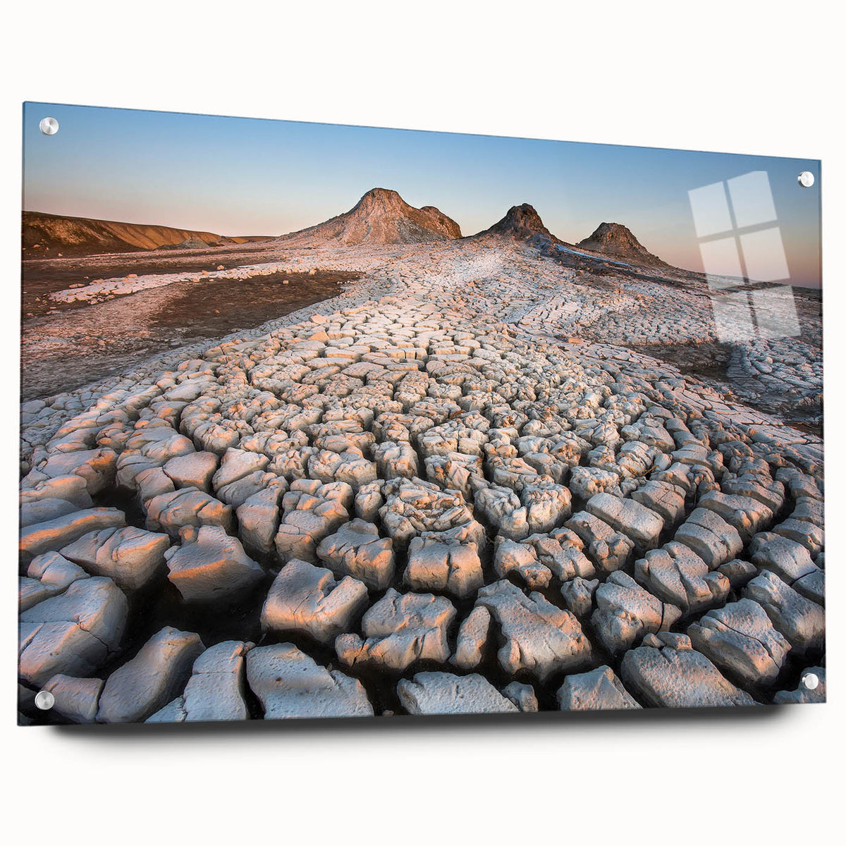 Large abstract wall art on acrylic glass depicting vibrant, colorful Azerbaijani scenery.