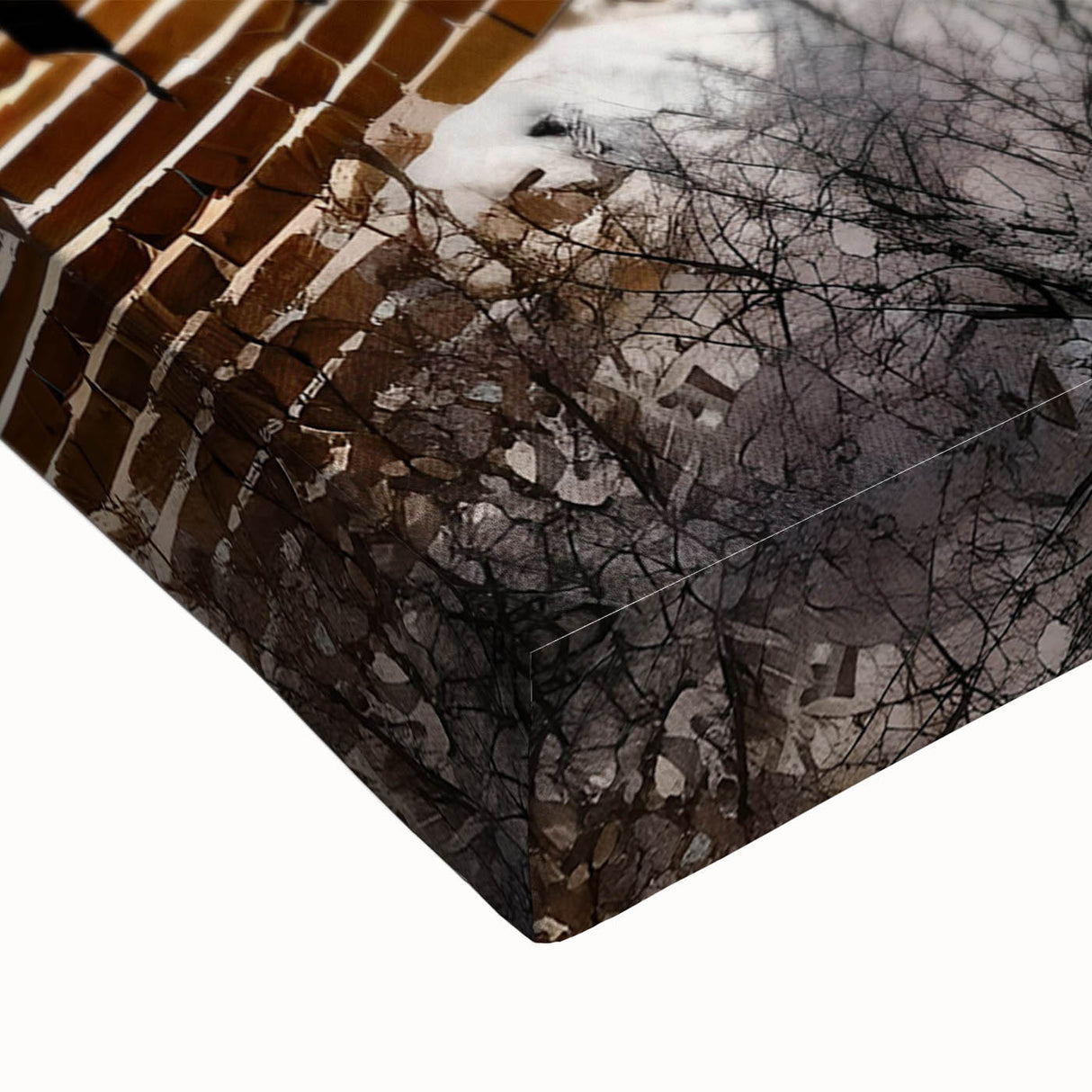 Black and white landscape art painting of the Great Wall of China on stretched canvas, ideal for bedroom wall decor.