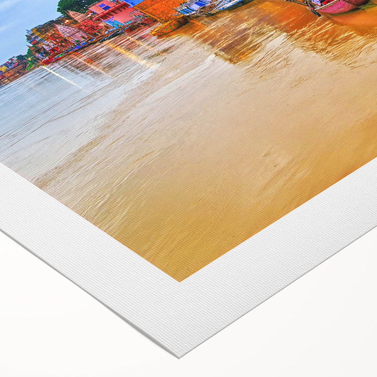 Art deco poster featuring a serene Indian landscape in muted earth tones on rolled canvas, suitable for dining room decor.