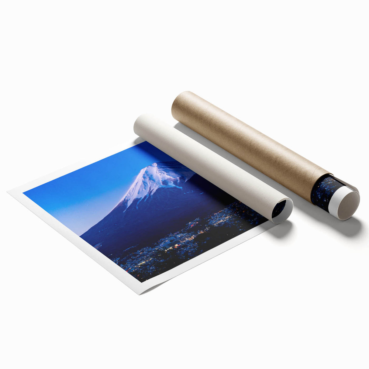 Extra large rolled print of a serene Japanese garden with soft pink cherry blossoms and a calm pond.