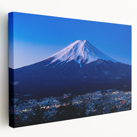 Large art depicting a serene Japanese landscape on stretched canvas, featuring soft pastel colors.