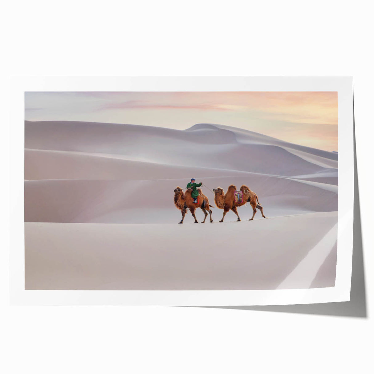 Extra large rolled print of a Mongolian landscape, featuring muted earth tones, ideal for art wall dining room.