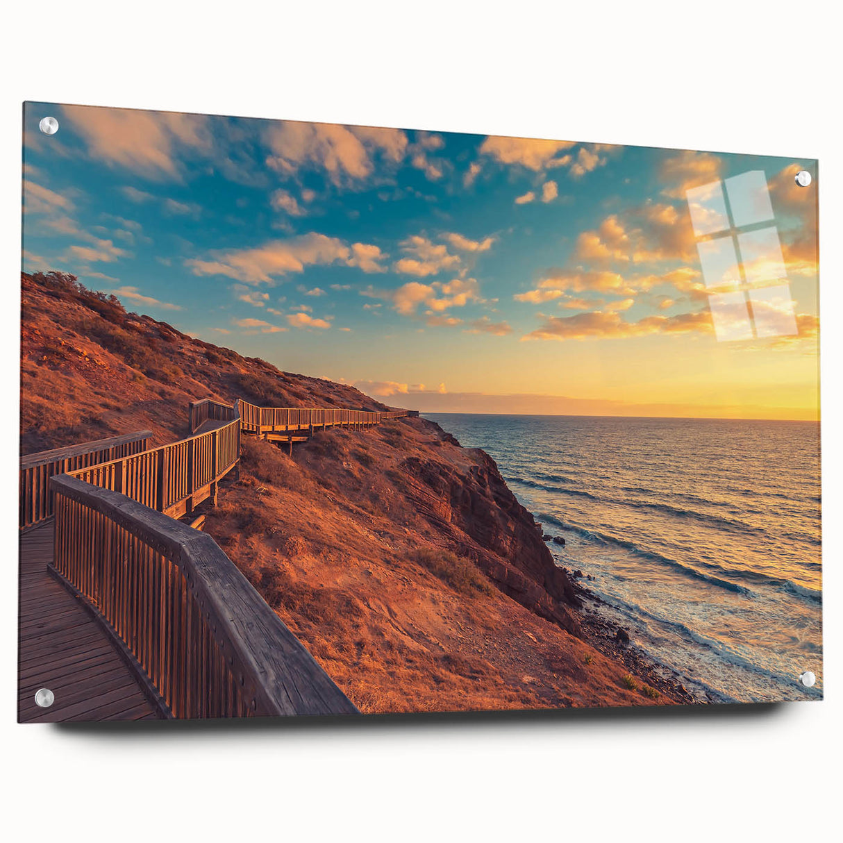 Acrylic print of abstract Adelaide scenery in muted earth tones, ideal for dining room art.