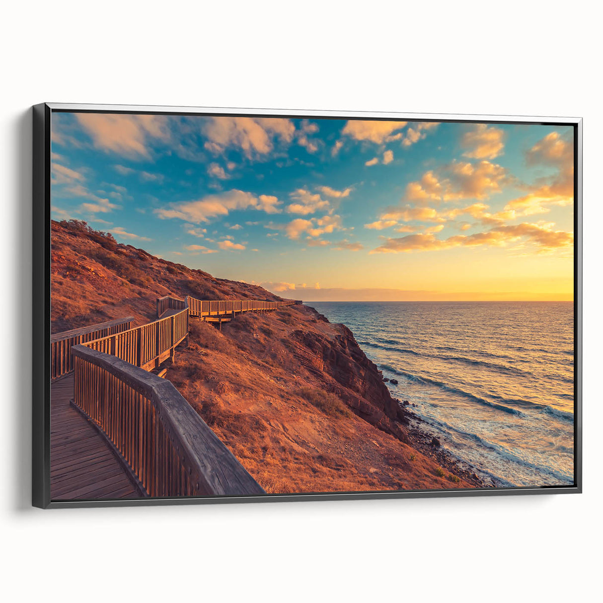 Black and white framed canvas of Adelaide landscape, ideal for bedroom wall art.