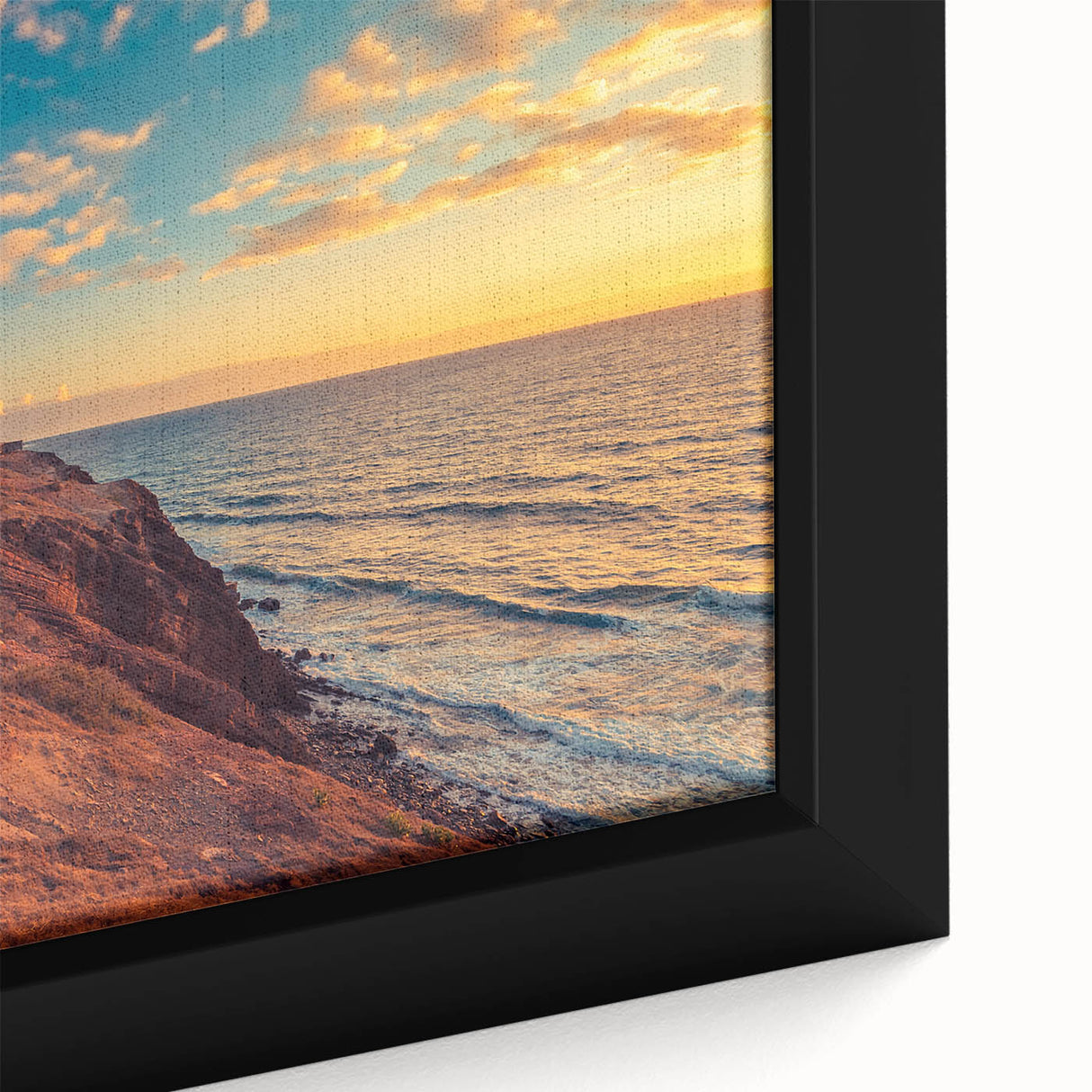 Extra large framed canvas featuring a textured, colorful depiction of the Adelaide skyline on a black background.