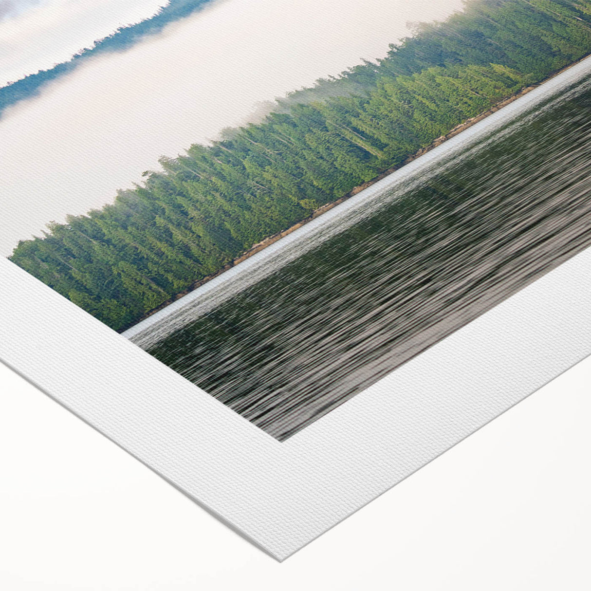 Art Deco poster featuring a serene British Columbia landscape on rolled canvas, suitable for dining room wall art.