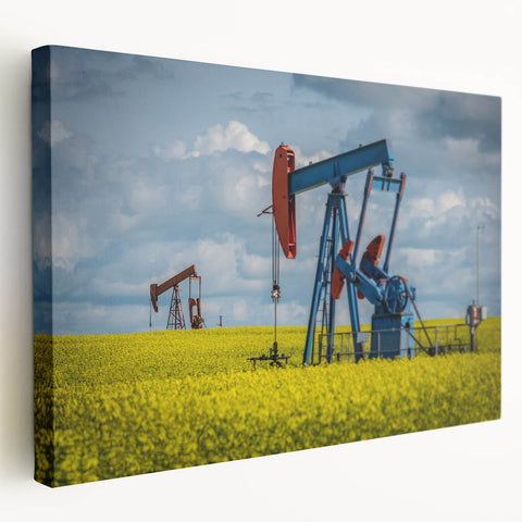 Large stretched canvas depicting a serene Saskatchewan landscape in soft natural hues, suitable for kitchen wall art.