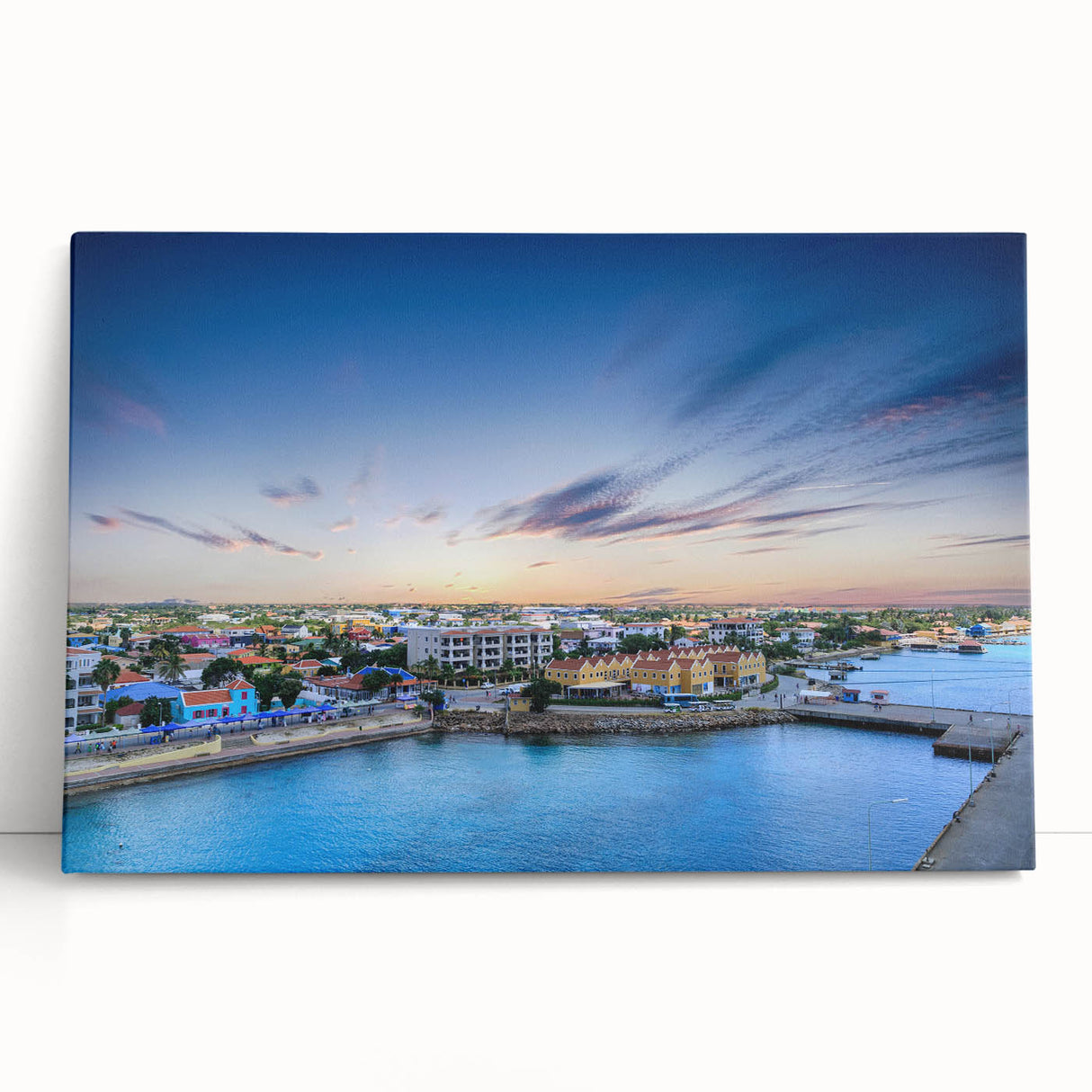Black and white photo of Caribbean scenery on large stretched canvas, ideal for kitchen wall art.