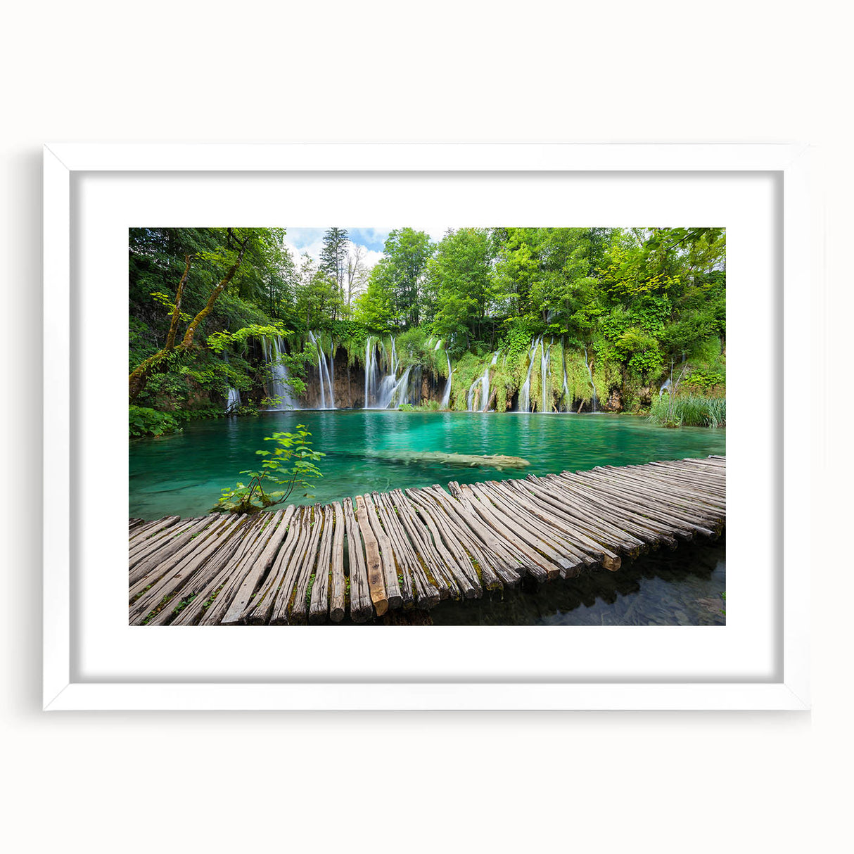 Abstract textured art print of a Croatian landscape in muted earth tones, framed with a white mat.