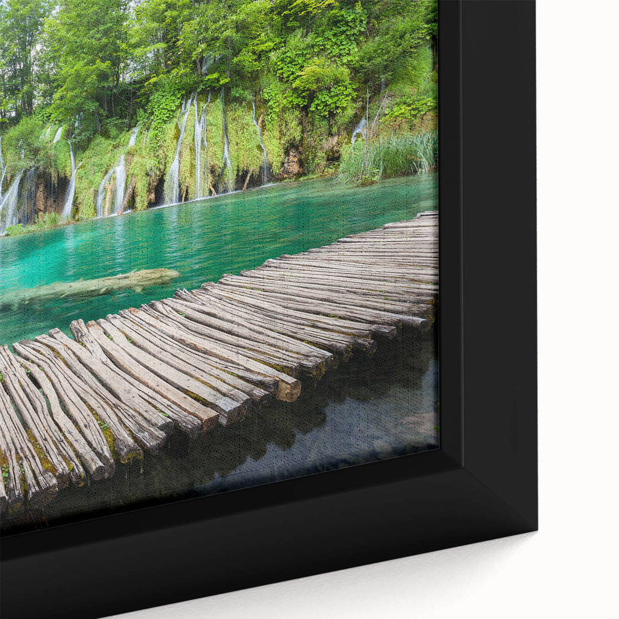Black wall art featuring a textured Croatian landscape in vibrant colors on a framed canvas, ideal for living room decor.