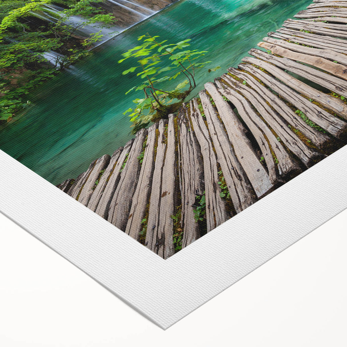 Art deco poster of a Croatian landscape on rolled canvas, featuring muted earth tones, ideal for dining room wall art.