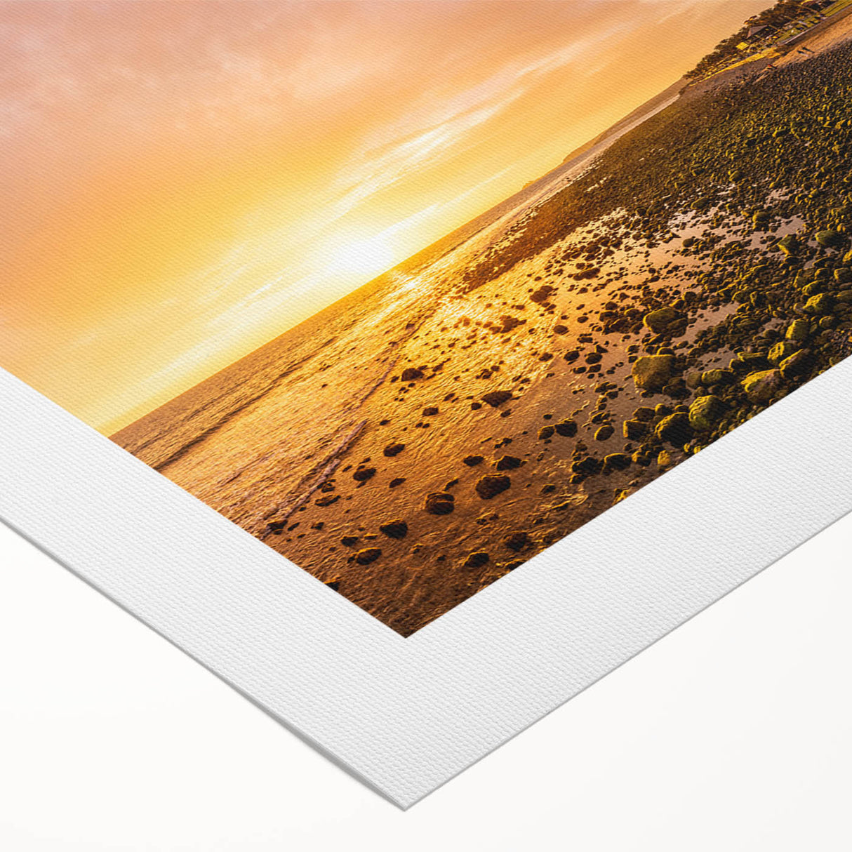 Art deco poster of a European scenery in muted earth tones, printed on rolled canvas, suitable for dining room decor.