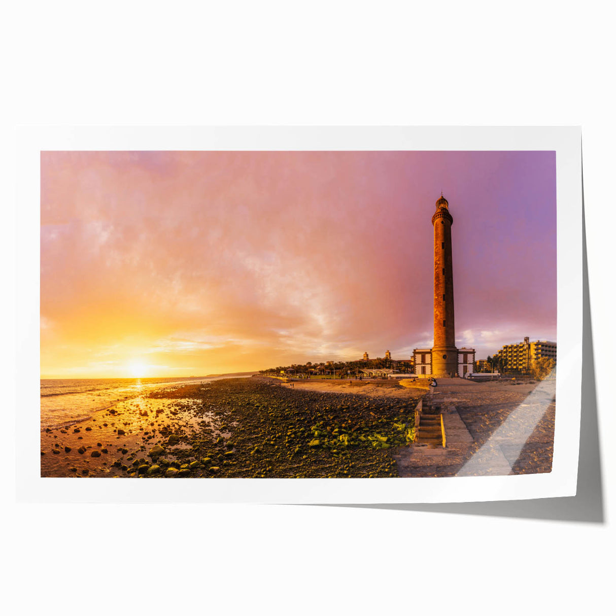 Rolled canvas print of a Canary Islands landscape in muted earth tones, suitable for dining room or bathroom decor.