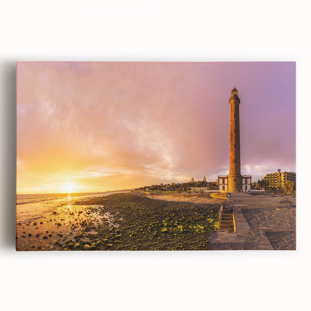 Black and white stretched canvas of a scenic European landscape, ideal for kitchen wall art.