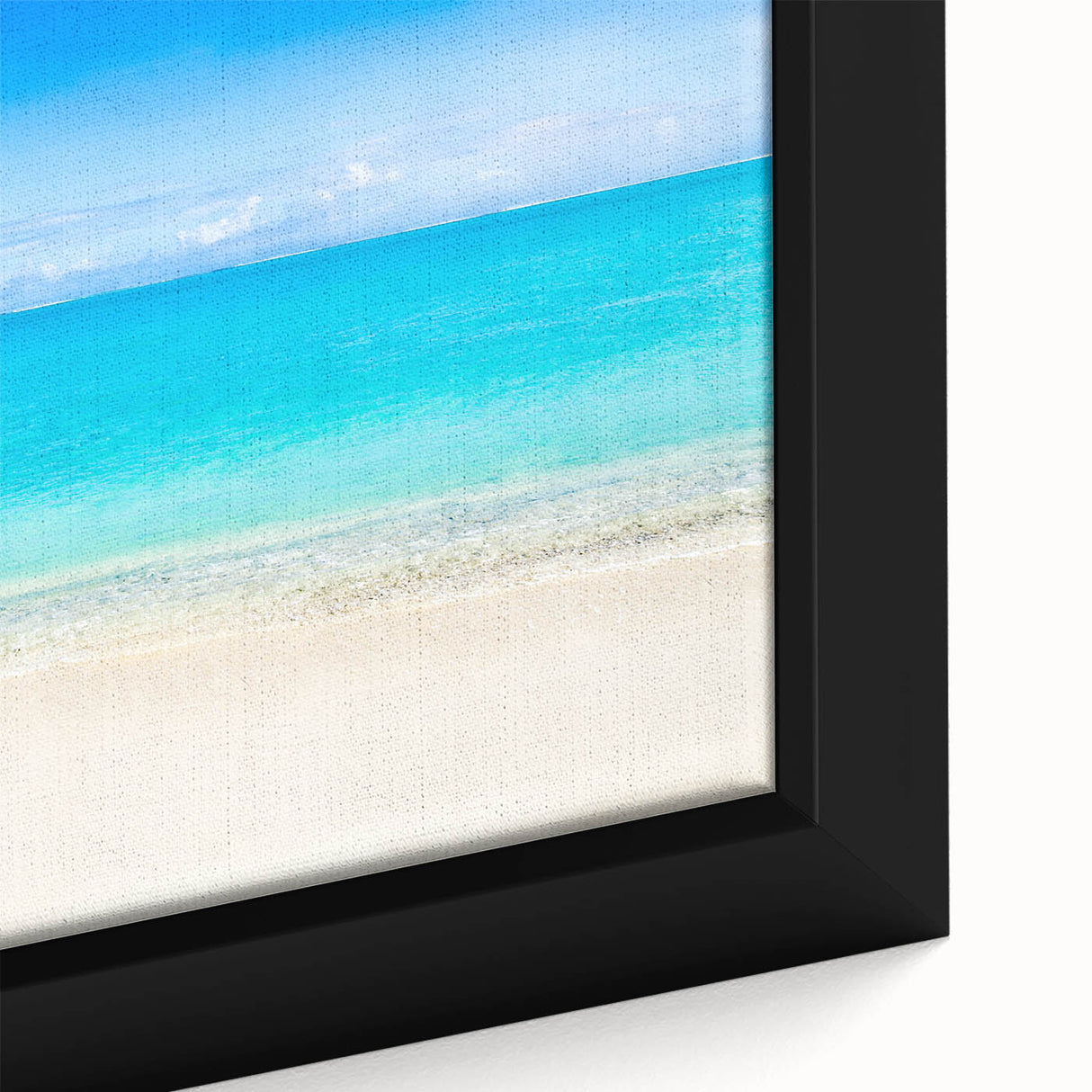 Extra large framed canvas featuring a textured depiction of Cancun scenery in black with colorful accents.