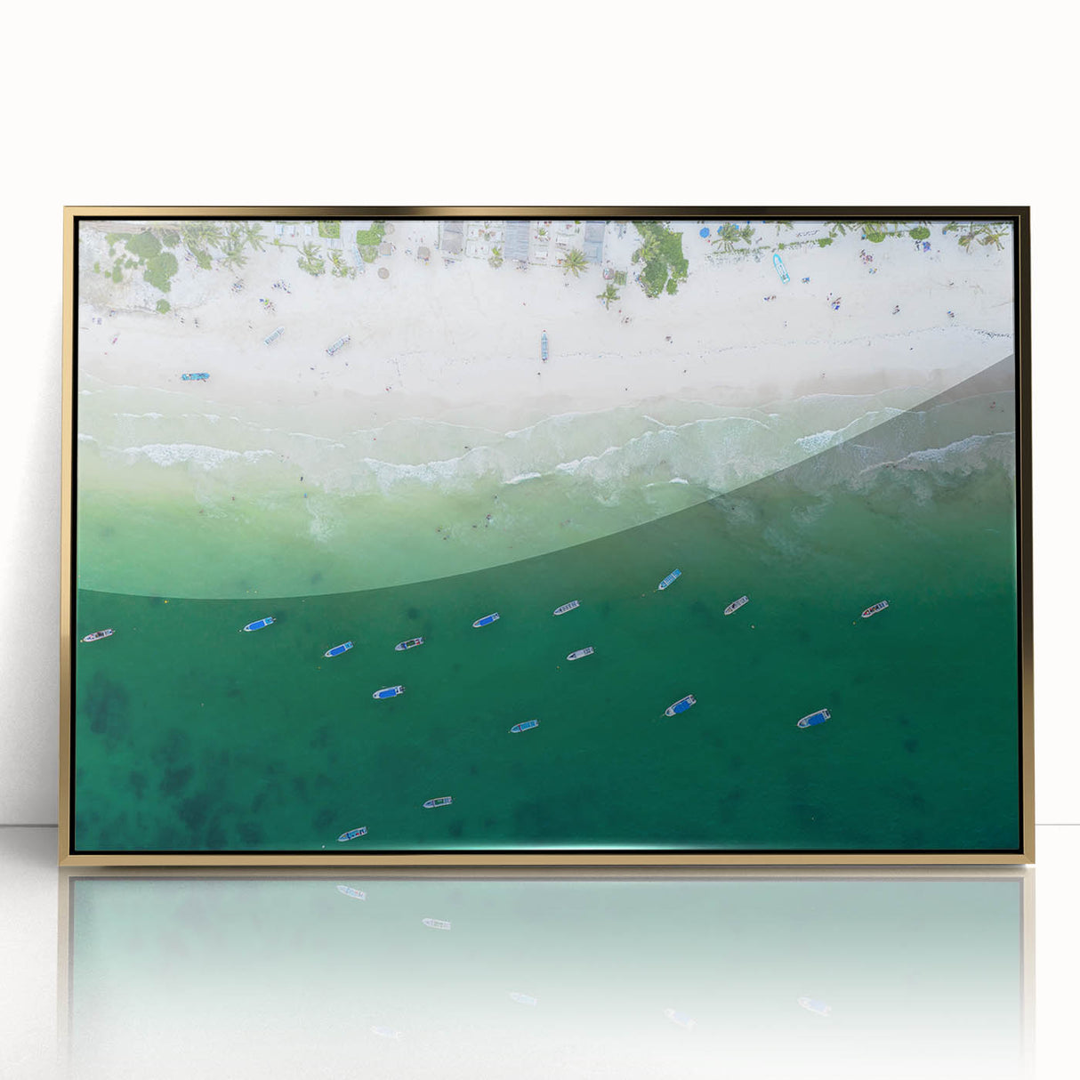 Framed acrylic print of a Quintana Roo, Mexico, scenery in muted earth tones, ideal for modern art wall decor.